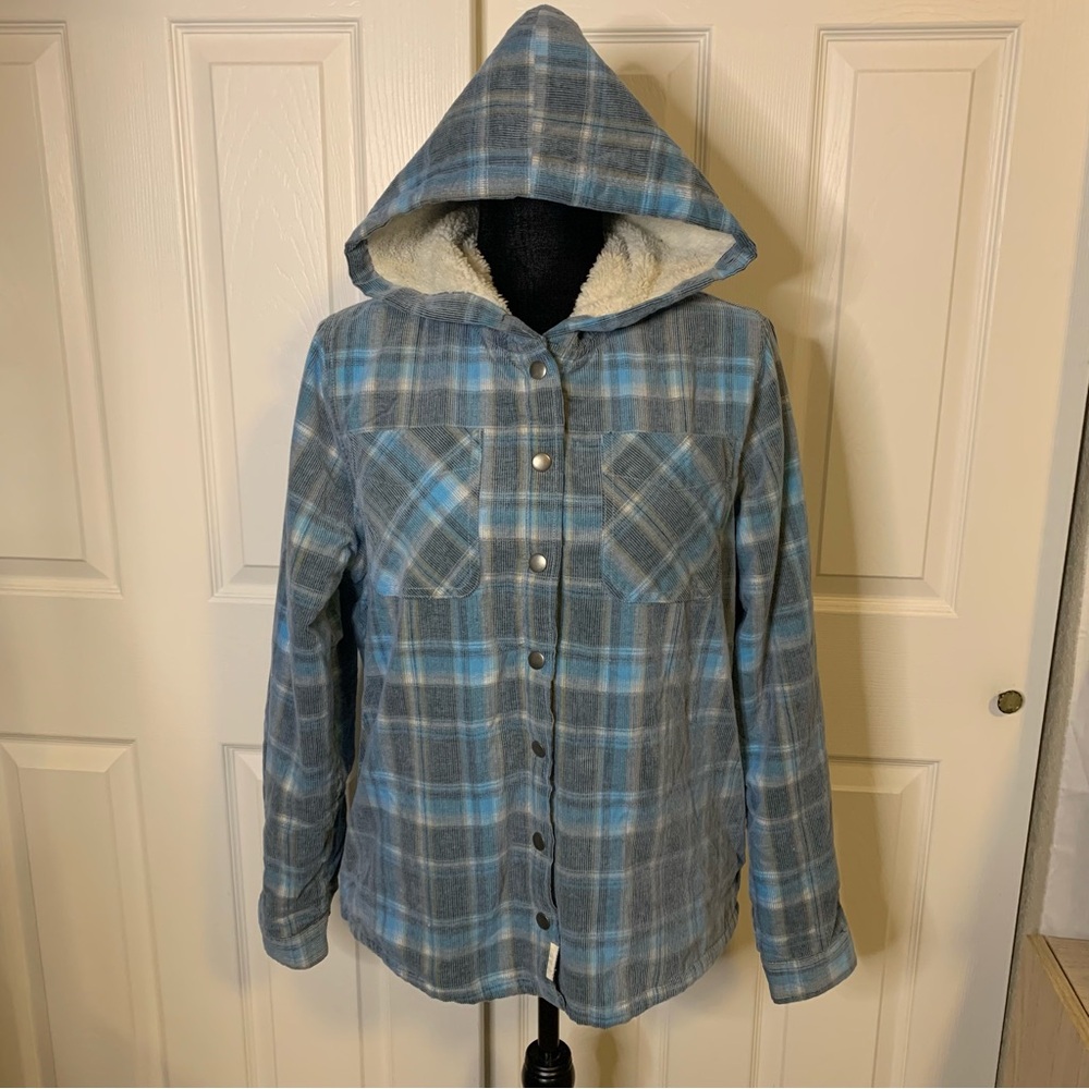 Soho Threads Ladies Corduroy Hooded Shirt Jacket